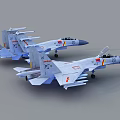 Two Military Fighter Jets Parked With National Emblems And Serial Numbers