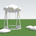 Outdoor Playground Equipment Cloud Shaped Pavilion With Swing Star Decorations On Green Grass And Trees