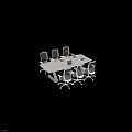 Modern Conference Table With Mesh Back Office Chairs Laptop And Meeting Supplies Setup