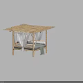 Cozy Outdoor Sofa With Wooden Pergola White Curtains Gray Cushions And Green Throw Blanket