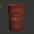 Red Cylindrical Metal Motor Oil Barrel With Brand Label And Smooth Surface