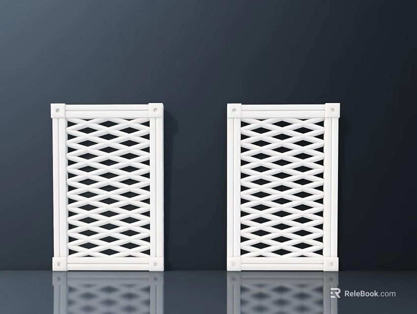 Two Pieces White Diamond Pattern Lattice Panels Hardware Accessories Smooth Surface Wall Mounted 3d model