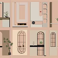 Stylish Modern Room Dividers With Arched Shelves Decorative Plants And Display Niches