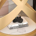 Round Coffee Table With Marble Top Gold Cross Base And Fruit Bowl By Beige Sofa