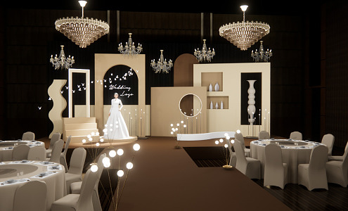 Modern Wedding Scene Champagne brown Wedding 3d model