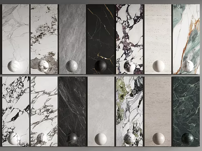 Marble Texture Wainscoting With Various Stylish Designs For Modern Home Interior 3d model