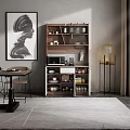 Modern Minimalist Dining Room Sideboard With Open Shelves And Storage Space 3d model