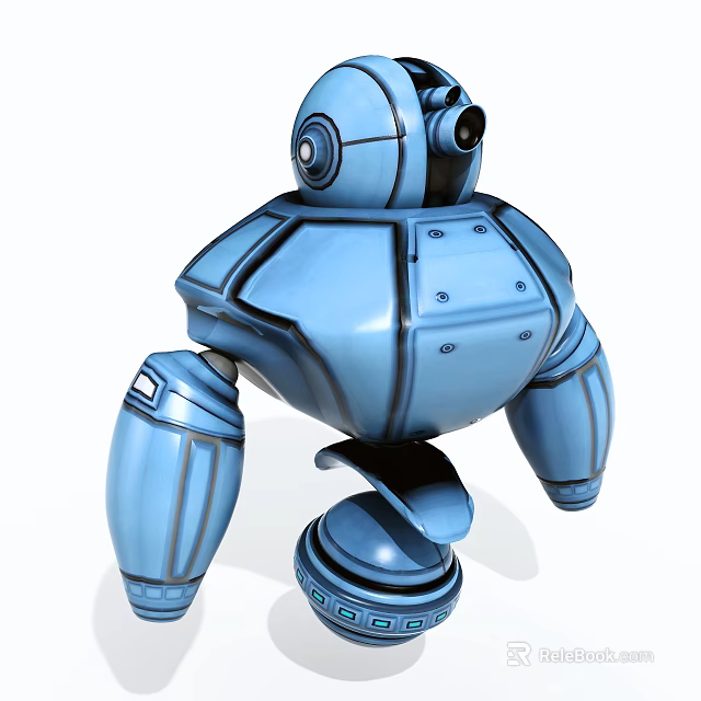Smart Blue Robot With Mechanical Arms And Camera For Automation Tasks 3d model