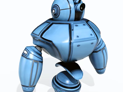 Smart Blue Robot With Mechanical Arms And Camera For Automation Tasks 3d model