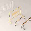 Municipal Road Traffic Barriers Featuring White Metal Yellow And Black Striped Types