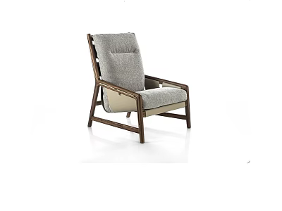 Modern Accent Chair with Wooden Frame and Light Gray Comfortable Cushion 3d model