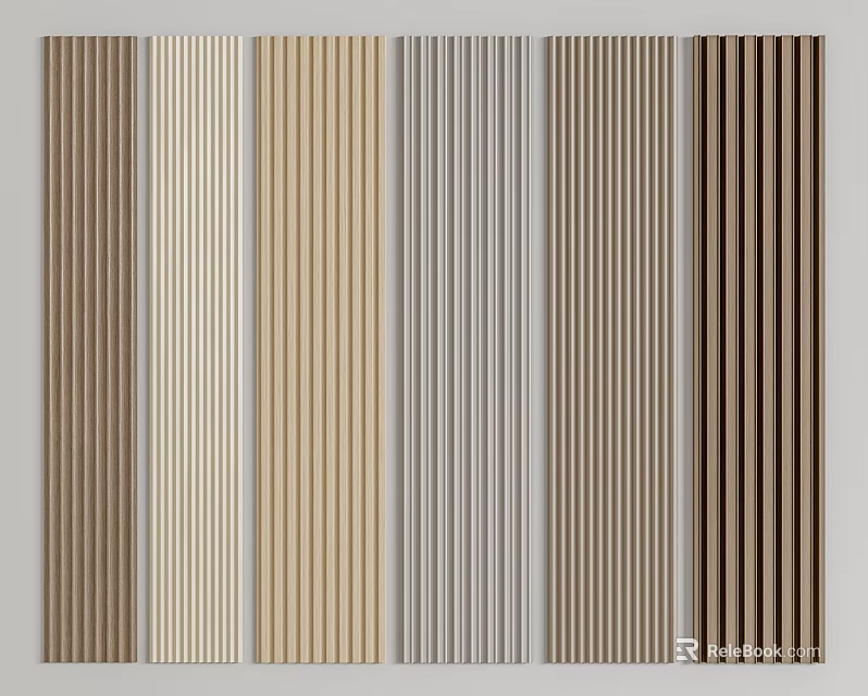 Vertical Striped Wall Design With Various Neutral Colors For Modern Interior Decor 3d model 