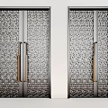 Modern Metal Double Doors With Intricate Laser Cut Patterns And Gold Handles