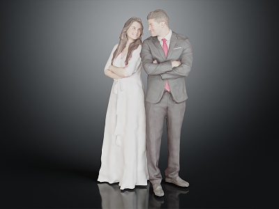 Modern Double Couple Man Woman Middle-aged 3d model