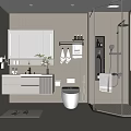 Modern Bathroom Interior With Wall Mounted Vanity Mirror Smart Toilet And Glass Shower