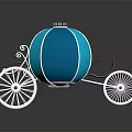 Blue Crystal Pumpkin Carriage With White Wheels And Silver Decorations On Reflective Surface