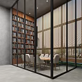 Modern Industrial Style Reception Area With Comfortable Dining Seats And Full Height Glass Partitions