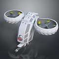 White Drone Design With Dual Large Propellers Gray Details Red Circular Component And Rear Nozzle