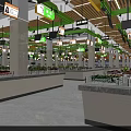 Supermarket Grocery Interior Featuring Fresh Fruits Vegetables Shelves And Well Lit Aisles
