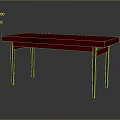 Modern Red Rectangular Table With Simple Design Sleek Legs And Smooth Surface 3d model