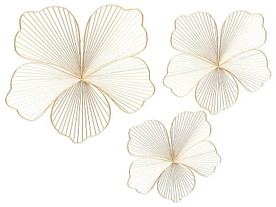 Gold Wire Flower Shaped Wall Decor Set For Modern Home Decoration Art 3d model