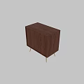 Modern Dark Brown Wooden Chest of Drawers With Vertical Slats And Golden Metal Legs