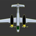 Realistic Passenger Aircraft 3D Model With Twin Engines White Fuselage And Yellow Propellers
