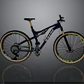 Dark Blue GULLS Mountain Bike With Colorful Spokes Brown Rims And Yellow Accents