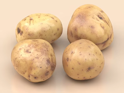 Healthy Fresh Potatoes with Brown Spots Arranged on Light Background 3d model