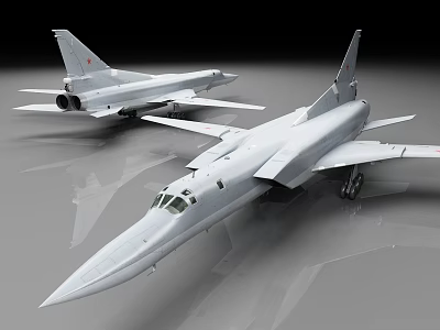 Detailed Silver White Streamlined Military Aircraft Models With Red Tail Emblems 3d model