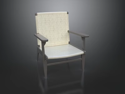 Stylish Single Chair With Woven Back And Seat Wooden Armrests Modern Design And Comfortable Structure 3d model