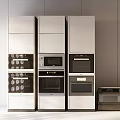 Modern Built in Kitchen Appliances In Sleek White Cabinets With Oven And Microwave