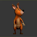 Cartoon Kangaroo Toy Character With Orange Body Big Ears And White Tail Tip Standing Pose