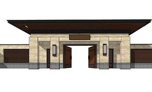 new chinese style gate 3d model