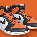 Nike High Top Sneakers Featuring Black Orange White Color Scheme 3d model