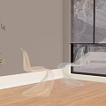 Modern Transparent Single Chair Amber Light Green Acrylic Design With Bright Wooden Floor And Window