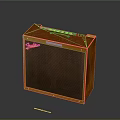 Fender Vintage Amplifier With Wooden Frame Brown Grill Cloth And Control Knobs As Electronic Appliance