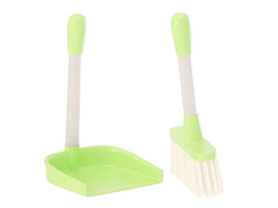 Green Plastic Dustpan And Brush Set For Home Cleaning Tasks 3d model
