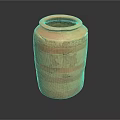 Ancient Striped Orange Brown Pottery Jar With Detailed Carvings And Designs