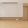 Modern Living Room Interior With Wooden Elements White Sofa Plants And Floor to Ceiling Windows