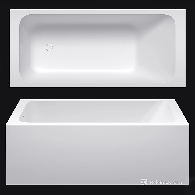 Modern White Rectangular Bathtub Design With Clean Lines And Smooth Surface 3d model 