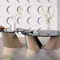 Modern Coffee Table With Black Marble Top And Gold Striped Metal Base For Living Room