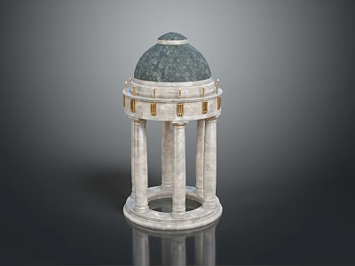 Classical Stone Architecture With Dark Dome Tall Columns And Decorative Base 3d model