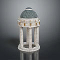 Classical Stone Architecture With Dark Dome Tall Columns And Decorative Base 3d model