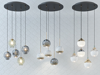 Modern chandelier fashion simple metal chandelier combination 3d model