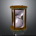 Decorative Wooden Hourglass With Green Patterns Top Base Transparent Glass And White Sand