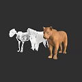 Realistic Lion Skeleton And 3D Models With White And Brown Textures In Digital Rendering