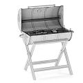 Portable Foldable Barbecue Grill With Foldable Stand And Sausages On Rack