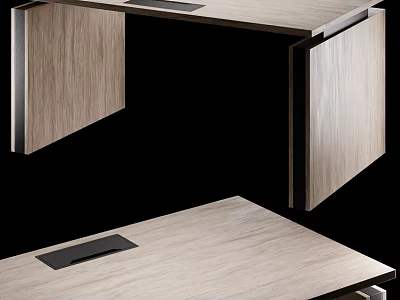 Modern Foldable Desk With Light Wooden Tabletop Metal Edges And Black Tray 3d model