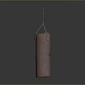 Pink Canvas Hanging Punching Bag With Chain On Gray Background